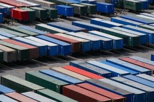 truck trailers at port containers