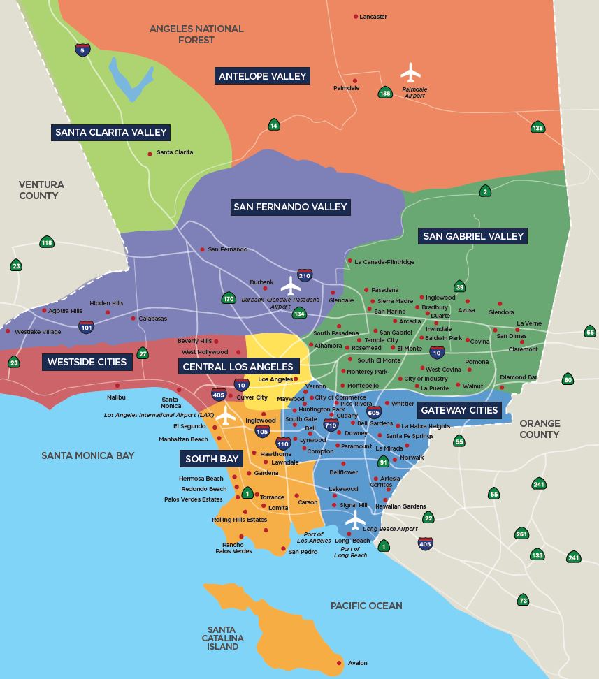 los angeles california map